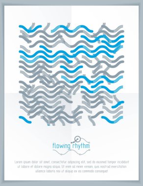 Soyut dalgalı çizgiler illüstrasyon vektör. Grafik şablonu, reklam afişi. Teknolojik desen.