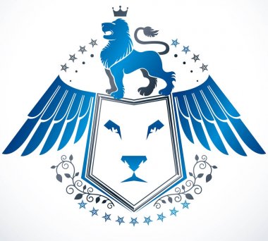 Eski tarz herallik, heraldik amblem, vektör illüstrasyonu.