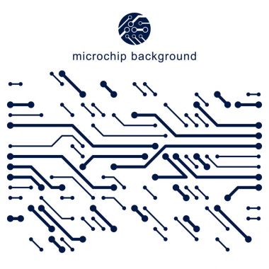 Fütürist sibernetik şema, vektör anakart çizimi. Dijital element, devre kartı. Teknoloji yeniliği soyut arkaplan