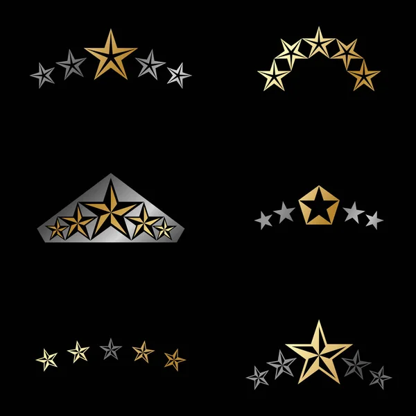 Estrelas Reais Emblemas Conjunto Elementos Heráldica Brasão Braços Logotipos Decorativos — Vetor de Stock