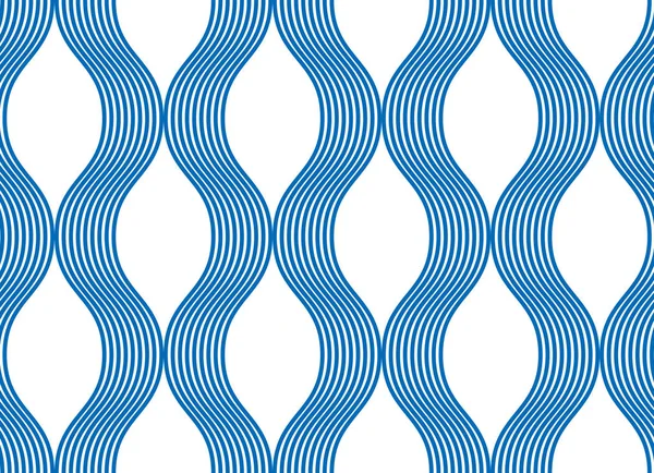 様式化された青い波 曲線線の抽象的な繰り返しの背景を持つ海洋ベクトルシームレスなパターン 水波抽象デザイン — ストックベクタ