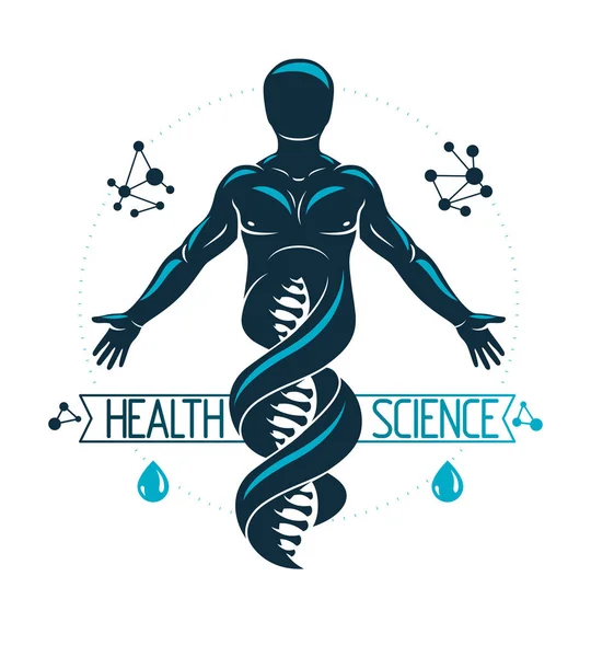 Vektör Çizim Insan Atlet Dna Sembolü Devamı Olarak Tasvir Tel — Stok Vektör
