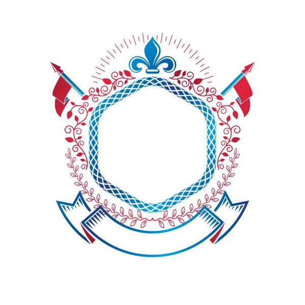 Grafikus Jelkép Áll Királyi Szimbólum Lily Flower Babérkoszorút Zászlók Heraldikai — Stock Vector