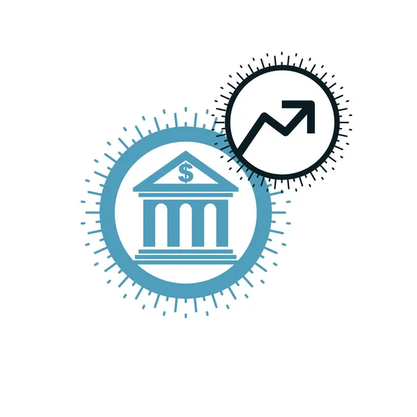 Bank Och Finans Konceptuella Logotyp Unika Vektor Symbol Banksystemet Det — Stock vektor