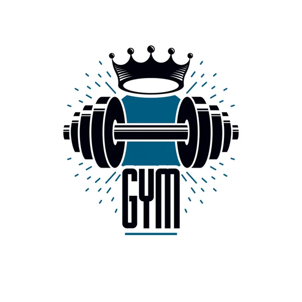 Turnhalle Und Fitness Logo Vorlage Vektor Emblem Retro Stil Mit — Stockvektor