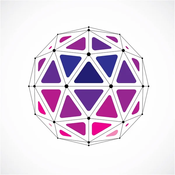 3B vektör düşük Poli küresel nesne siyah çizgiler ve noktalar, geometrik mor tel kafes şekli bağlandı. Üçgen özellikleri ile oluşturulan perspektif Küre.