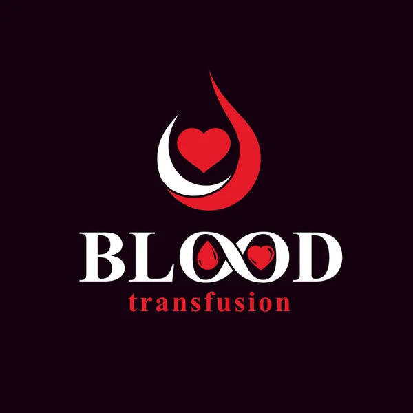 Inscripción Transfusión Sangre Aislada Blanco Hecha Usando Gotas Sangre Rojas — Vector de stock