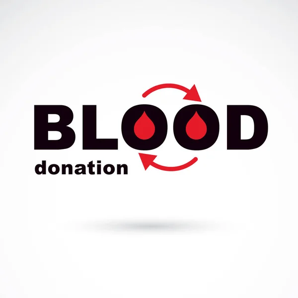 Simbol Vektor Donasi Darah Dibuat Dengan Tetes Darah Merah Dan - Stok Vektor
