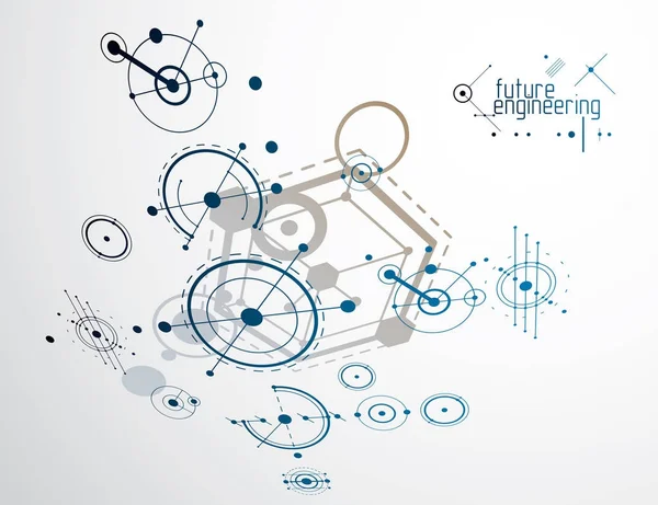 Gelecekçi soyut vektör teknolojisi arka planı. Makine mühendisliği duvar kağıdı.