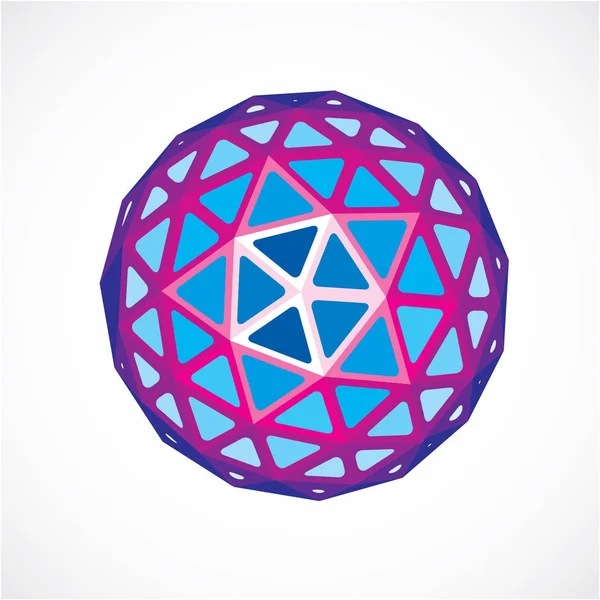 ベクトル デジタル球体三角形のファセットを使用して作られました 低ポリ形状 紫の多角形グローブ Web デザインで使用するための抽象的な形 — ストックベクタ