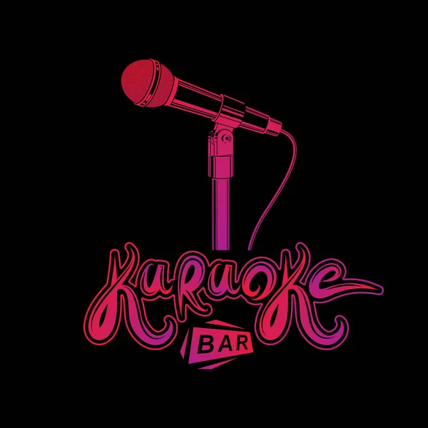 Letras Barra Karaoke Emblema Microfone Vetorial Apresentação Estilo Vida Lazer —  Vetores de Stock