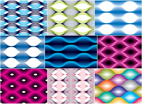 Sömlös Geometriska Mönster Set Geometriska Enkel Mode Tyg Utskrifter Vector — Stock vektor