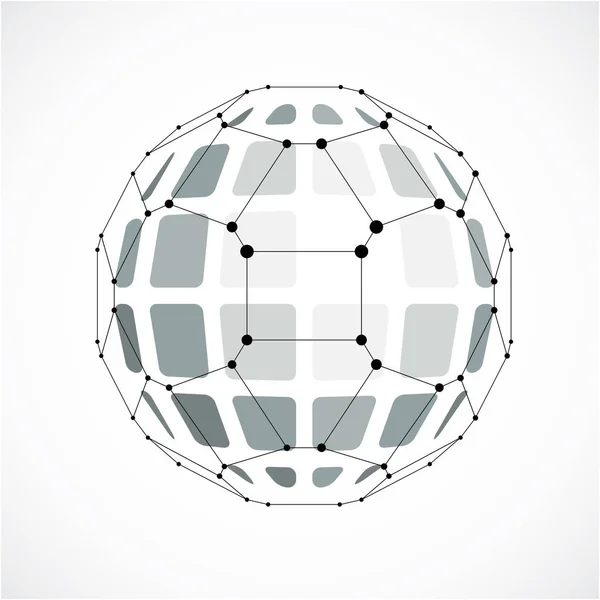 디지털 와이어 프레임 측면을 기하학적 다각형 오각형으로 디자인에 — 스톡 벡터