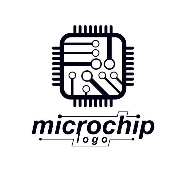 Vektor Mikrochip Design Cpu Informationsteknik Kretskort Fyrkantig Form System För — Stock vektor