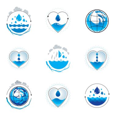 Deniz dalga sıçrama vektör logo. 