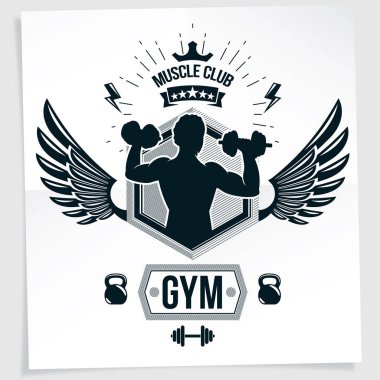  Kas atlet dumbbells tutan vektör çizim.