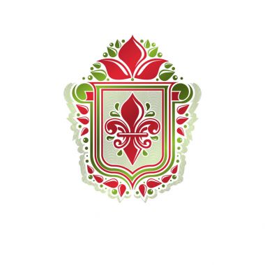 Lily çiçek kraliyet sembolü ile oluşturulan vintage hanedan amblemi. 