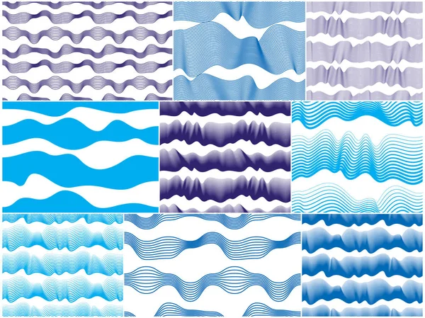 具有程式化波浪的艺术矢量无缝模式 — 图库矢量图片