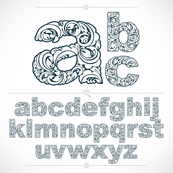 Florales Alphabet Ohne Serifenbuchstaben — Stockvektor