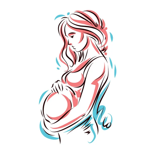 Femme Enceinte Silhouette Corps Élégant — Image vectorielle