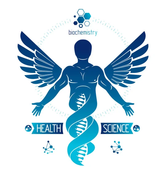 Vector Graphic Illustration Strong Male Depicted Dna Symbol — Stock Vector