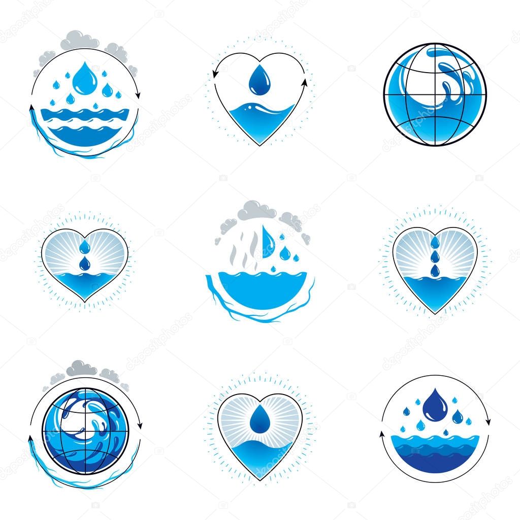 Sea wave splash vector logotype.