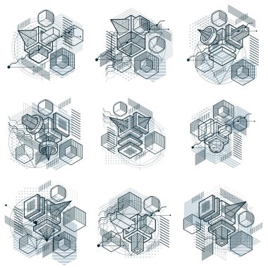 İzometrik arka hatları ve diğer farklı öğeler.