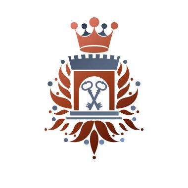  Eski stil beyaz arka plan üzerinde izole Retro kale logo.