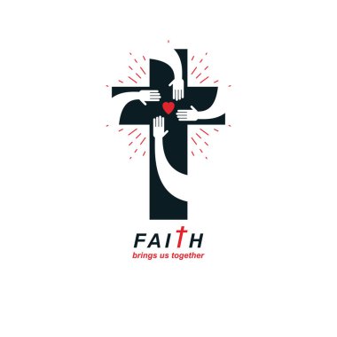 Hıristiyanlık Cross İsa vektör simgesi gerçek inancı.