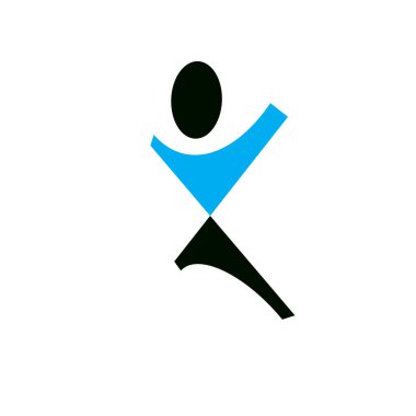 Heyecanlı soyut kişi kaldırdı elleriyle vektör çizim.