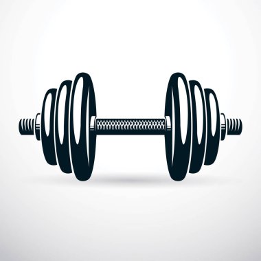 Dumbbell vektör çizim üzerinde beyaz disk ağırlık ile izole