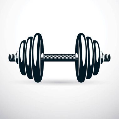 Dumbbell vector illustration isolated on white with disc weight clipart