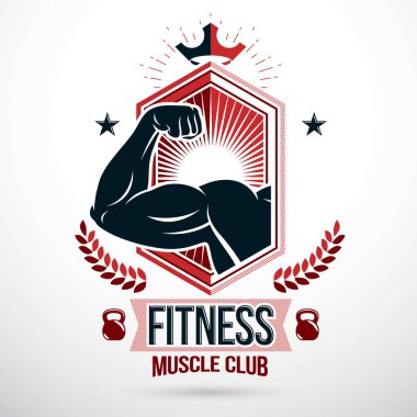 Güçlü atlet pazı kol ile oluşturulan grafik vektör işareti.