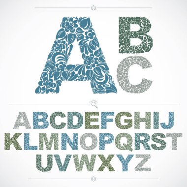 Ekoloji tarzı çiçekli yazı, renkli vektör yazı kümesi.