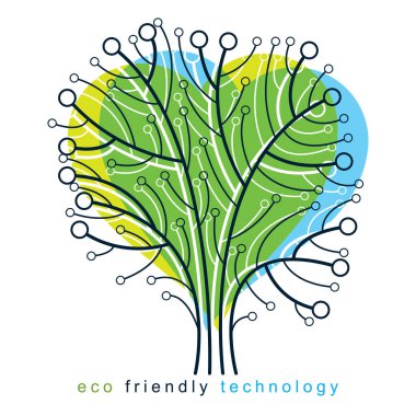 Sanat vektör çizim dijital ağaç.