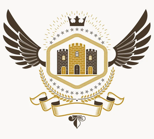 Vintage heraldry tasarım şablonu, vektör amblemi.