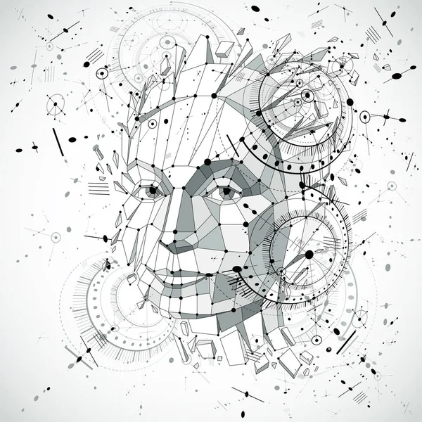 Yapay zeka kafa, düşük Poli stil 3B vektör.