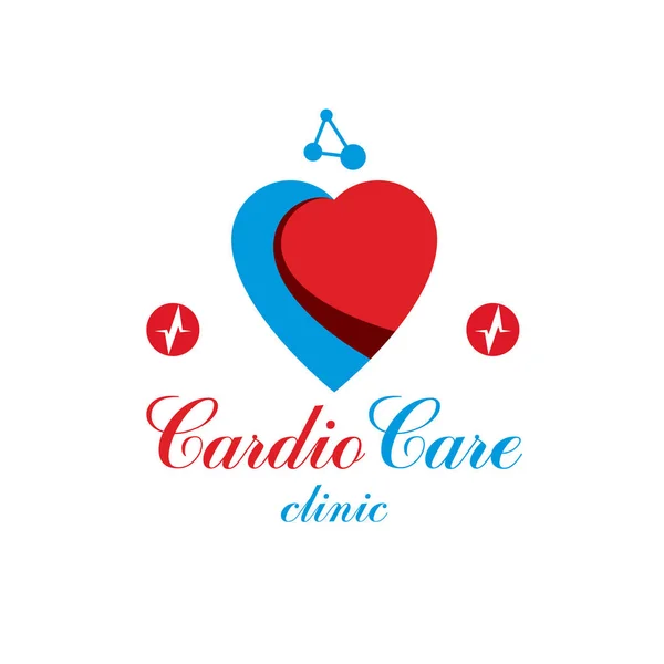 Концептуальный Логотип Кардиологического Вектора Созданный Форме Красного Сердца — стоковый вектор