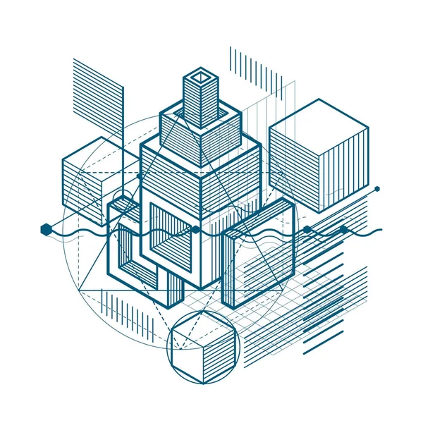 Fondo Vectorial Con Líneas Isométricas Abstractas Figuras — Archivo Imágenes Vectoriales