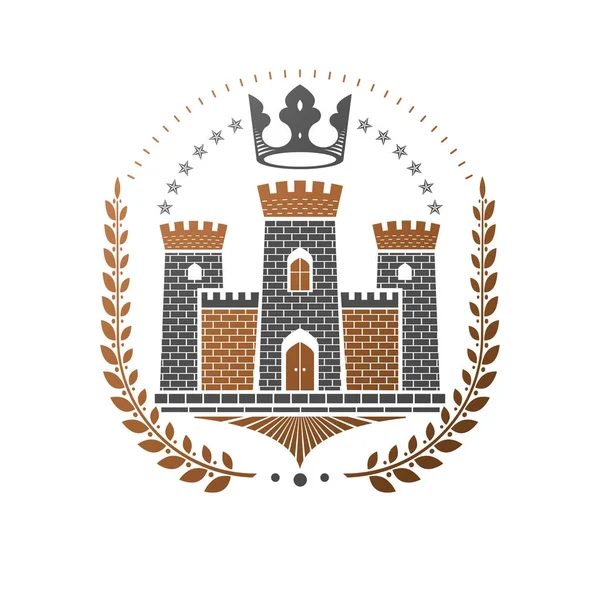 Decorative Royal Ancient Castle Emblem — Stock Vector