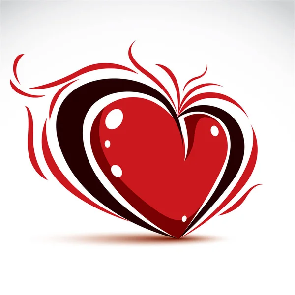 Boyutlu Kırmızı Kalp Eğrileri Ile Dekore Edilmiştir — Stok Vektör