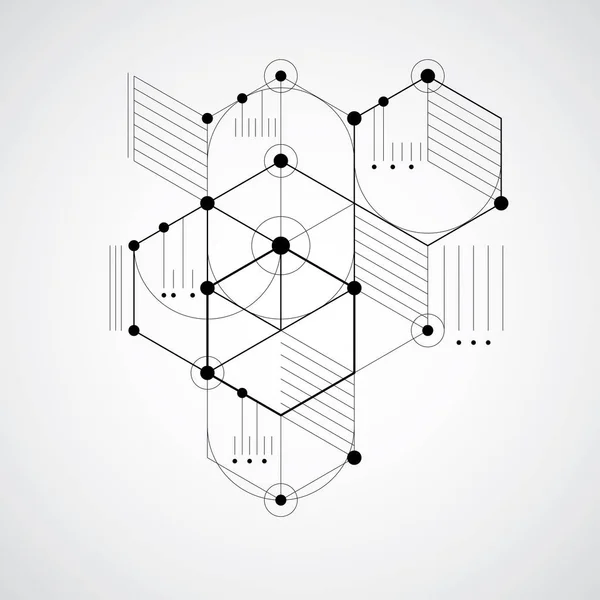 Latar Belakang Vektor Bauhaus Molekul Gambar Geometris Sederhana - Stok Vektor