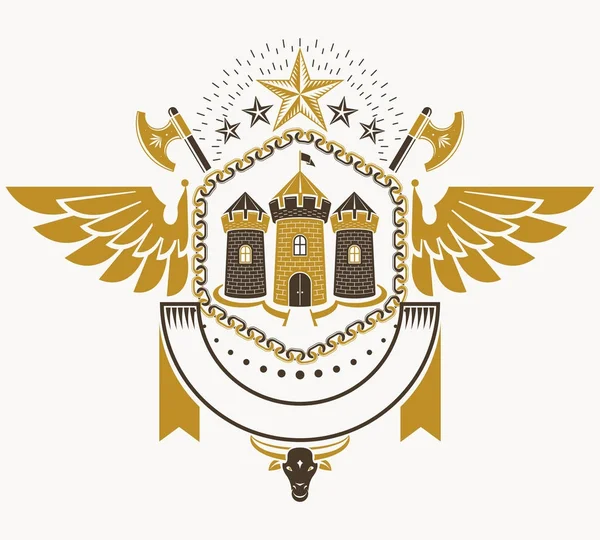 Stemma Araldico Emblema Vettoriale Vintage — Vettoriale Stock