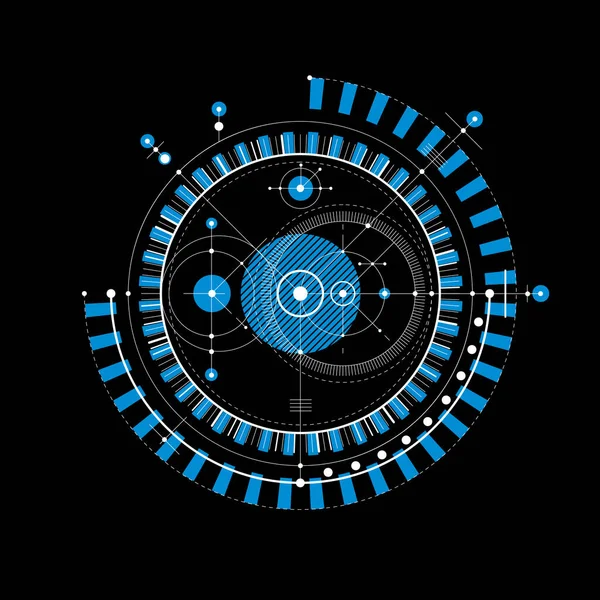 Esquema Mecánico Dibujo Ingeniería Vectorial Azul — Archivo Imágenes Vectoriales