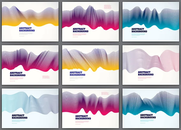 Fond Vectoriel Fluide Abstrait Avec Des Lignes Colorées Vagues Ensemble — Image vectorielle