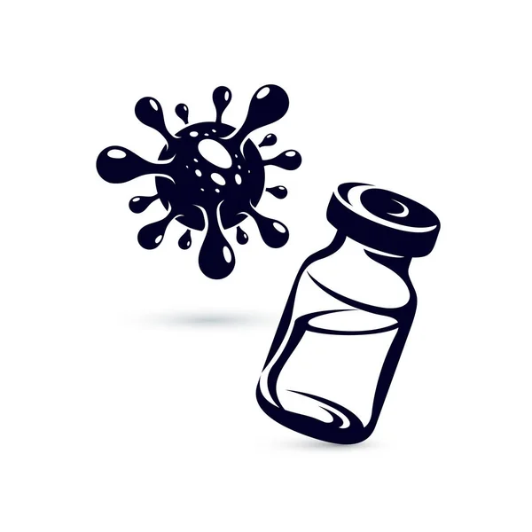 Vector Medical Bottle Illustration Antiviral Vaccination Idea — Stock Vector