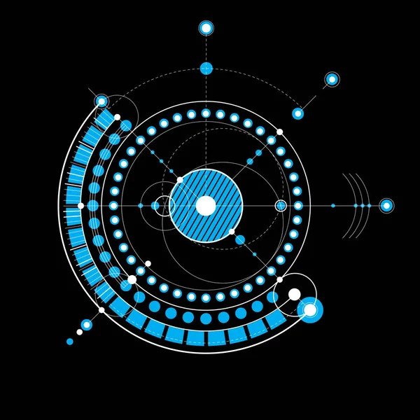 Dessin Technique Réalisé Avec Des Lignes Pointillées Des Cercles Géométriques — Image vectorielle