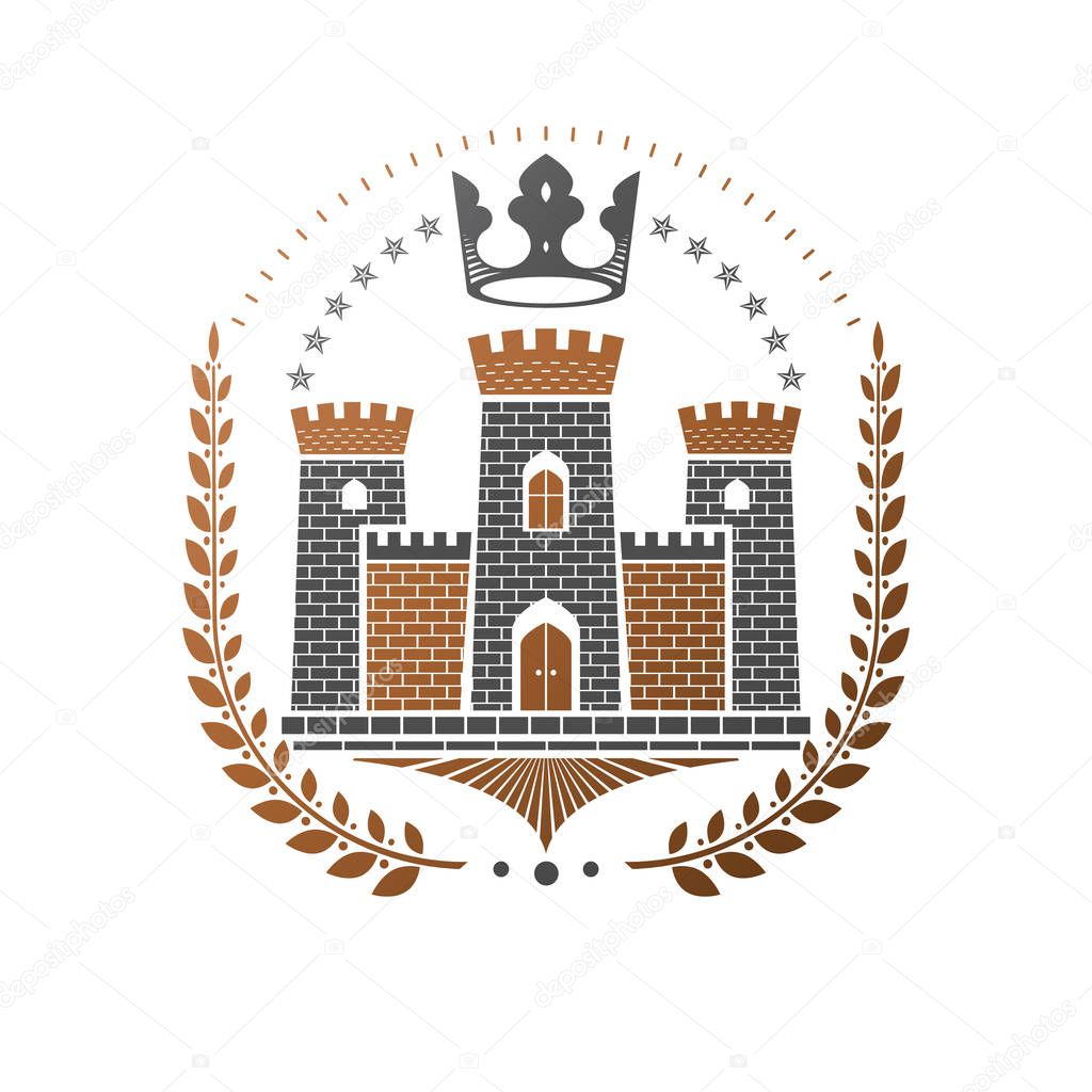 Decorative royal ancient Castle emblem.