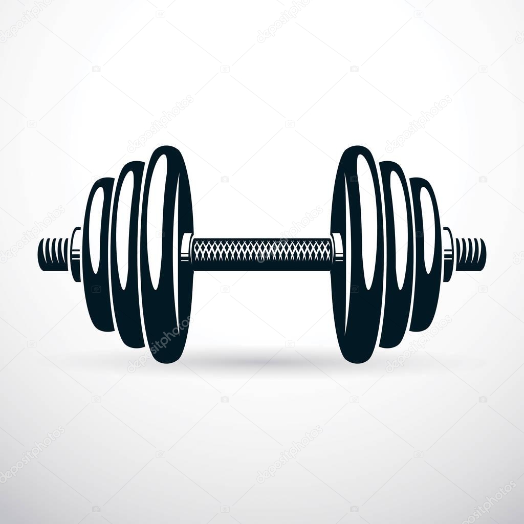 Dumbbell vector illustration isolated on white with disc weight