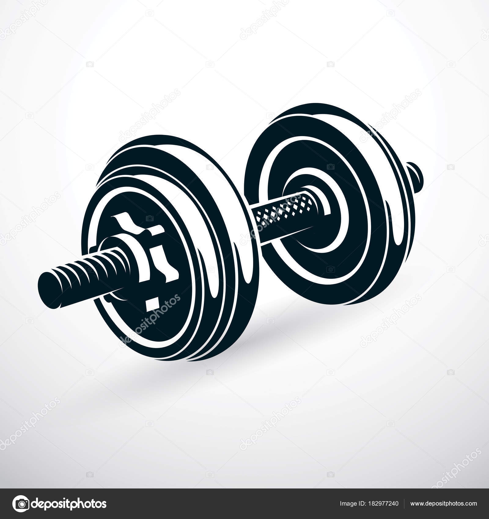Dumbbell Vector Illustration Isolated White Disc Weight Sport